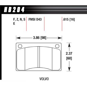 HAWK BRAKE #HB204N.615 Brake Pads Volvo Front HP Plus