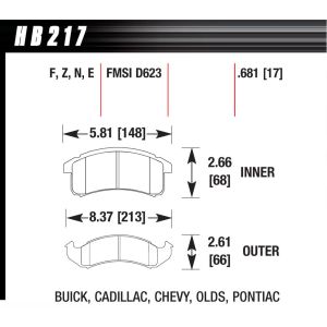 HAWK BRAKE #HB217F.681 Performance Street Brake Pads (4)