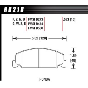 HAWK BRAKE #HB218N.583 Performance Street Brake Pads (4)