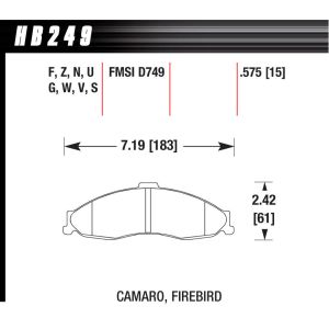 HAWK BRAKE #HB249F.575 Performance Street Brake Pads (4)