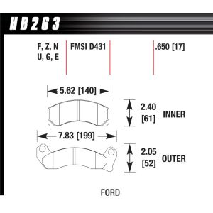 HAWK BRAKE #HB263F.650 Performance Street Brake Pads (4)