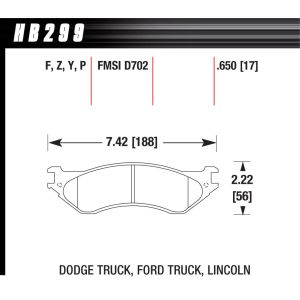 HAWK BRAKE #HB299P.650 Performance Street Brake Pads (4)