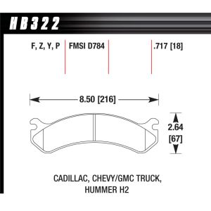HAWK BRAKE #HB322P.717 Performance Street Brake Pads (4)