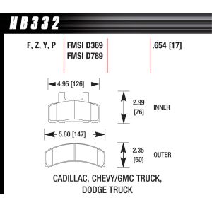 HAWK BRAKE #HB332F.654 Performance Street Brake Pads (4)