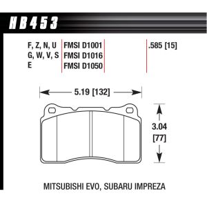 HAWK BRAKE #HB453N.585 Performance Street Brake Pads (4)