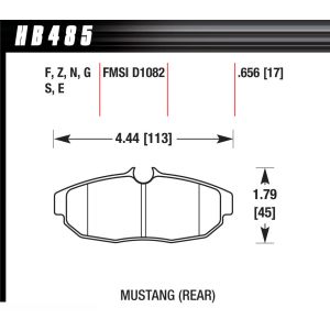 HAWK BRAKE #HB485G.656 Brake Pad Set 05 Mustang Rear DTC70