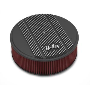 HOLLEY #120-157 14x4 Die Cast Finned Alm Air Cleaner  Black