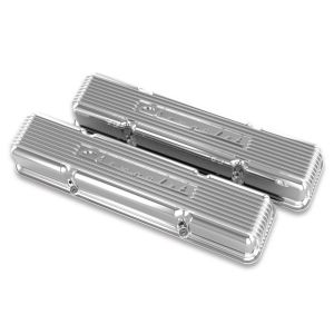 HOLLEY #241-107 SBC Valve Covers Finned Vintage Series Polished