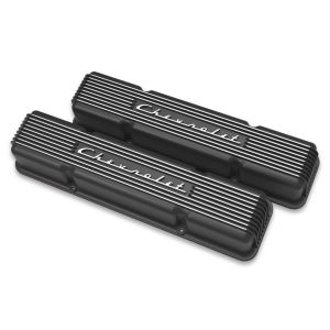 HOLLEY #241-108 SBC Valve Covers Finned Vintage Series Black