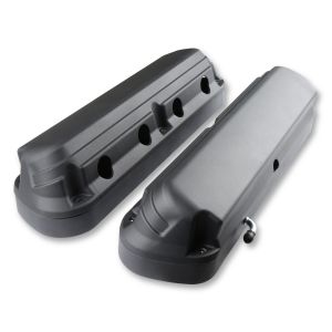 HOLLEY #241-187 2-Piece Alm Valve Cover Set GM LS Black Finish