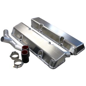 KEVKO OIL PANS & COMPONENTS #VC208-5CO1 SBC Fab Valve Cover Set Sgl Crossover Breather
