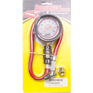 LONGACRE #52-52032 Tire Gauge 0-15PSI 2.5in GID Dual Bleed