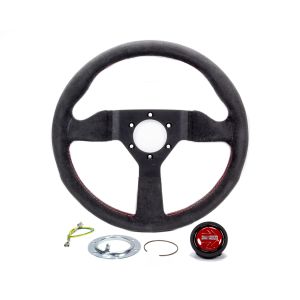MOMO AUTOMOTIVE ACCESSORIES #MCL35AL3B Monte Carlo 350 Steering Wheel Leather Red Stitch