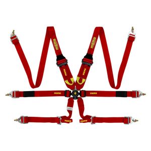 MOMO AUTOMOTIVE ACCESSORIES #MO1255120001 Corsa Harness 6 Point 3x3x2 Red Clip in Cam