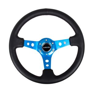 NRG INNOVATION #RST-006BL Steering Wheel 350mm 3in Dish Blk Leather/Blue Ct