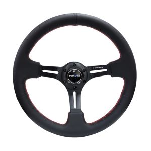NRG INNOVATION #RST-018R-RS Steering Wheel 350mm 3in Dish Black Leather w/Red