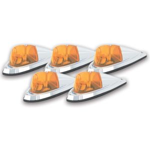 PACER PERFORMANCE #20-105 Hi-Five Cab Roof Lights Amber Deluxe Chrome