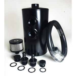 PROSPORT GAUGES #PSCCAN Catch Can Dual Inlet Black Aluminum -10an ORB