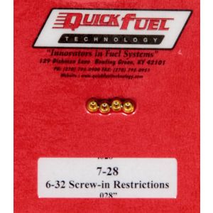 QUICK FUEL TECHNOLOGY #7-28QFT .028in- 6-32 Screw-in Restrictors (4pk)