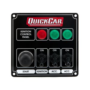 QUICKCAR RACING PRODUCTS #50-825 Ignition Panel Black w/ 2 Acc. & Lights