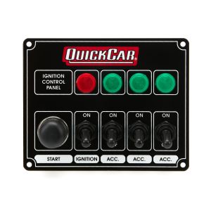 QUICKCAR RACING PRODUCTS #50-826 Ignition Panel Black w/ 3 Acc. & Lights