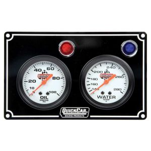 QUICKCAR RACING PRODUCTS #61-6701 2 Gauge Panel  OP/WT Black