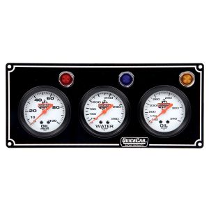 QUICKCAR RACING PRODUCTS #61-6711 3 Gauge Panel  OP/WT/OT Black