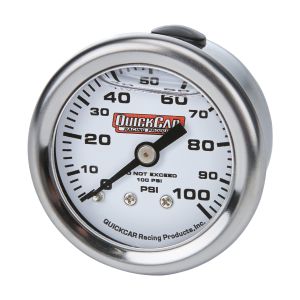 QUICKCAR RACING PRODUCTS #611-90100 Pressure Gauge 0-100 PSI 1.5in Liquid Filled