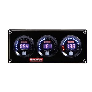 QUICKCAR RACING PRODUCTS #67-3017 Digital 3-Gauge Panel OP/WT Volts