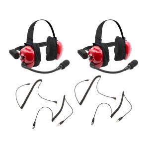 RUGGED RADIOS #H80-X2 Headset Track Talk Red Linkable Intercom 2 Pack