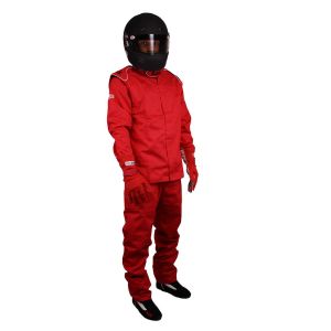 RJS SAFETY #200410404 Pants Red Medium SFI-1 FR Cotton
