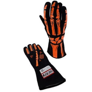 RJS SAFETY #600090153 Double Layer Orange Skeleton Gloves Medium