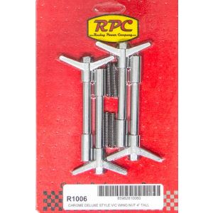 RACING POWER CO-PACKAGED #R1006 4in Chrome Wing Nuts 1 1/4-20 4pk