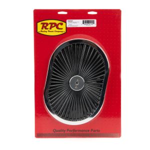 RACING POWER CO-PACKAGED #R2216T 12in Super Flow Oval Air Cleaner Black Mesh
