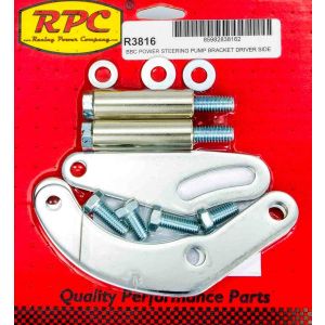RACING POWER CO-PACKAGED #R3816 BBC Saginaw Power Steer Bracket Swp Chrome