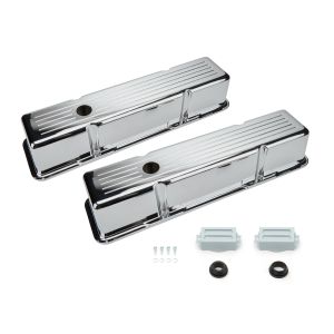 RACING POWER CO-PACKAGED #R6130C SBC Aluminum Valve Cover Chrome Ball Milled Pair