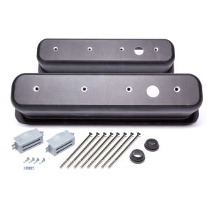 RACING POWER CO-PACKAGED #R6146-1BK Black Aluminum SBC Valve Covers Center Bolt