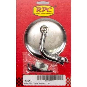 RACING POWER CO-PACKAGED #R6610 Stainless Peep Mirror w/Short Arm 4in