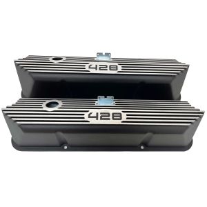 RACING POWER CO-PACKAGED #R7683BK Valve Covers Aluminum Tall Ford 428 CID Logo