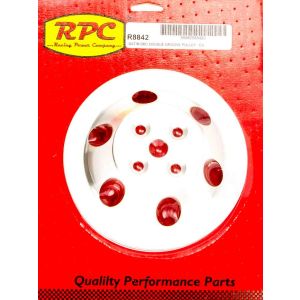 RACING POWER CO-PACKAGED #R8842 BBC 2 Groove Satin Alum Short W/P Pulley