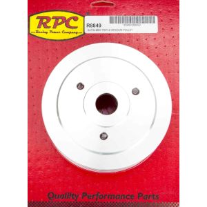 RACING POWER CO-PACKAGED #R8849 BBC SWP Triple Groove Lower Pulley Satin