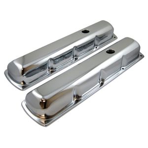 RACING POWER CO-PACKAGED #R9395 Chrome Steel Oldsmobile Tall Valve Cover Pair
