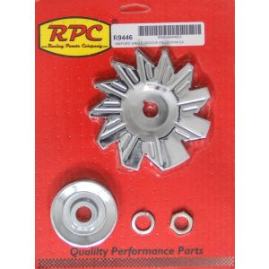 RACING POWER CO-PACKAGED #R9446 SIngle Groove Alternator Pulley And Fan Chrome