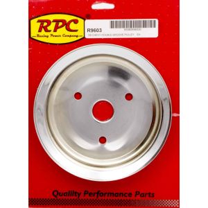 RACING POWER CO-PACKAGED #R9603 SBC 2GROOVE CRANK PULLEY SHORT PUMP CHROME