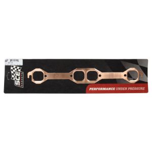 SCE GASKETS #4111 18 Degree SBC Copper Embossed Exhaust Gasket