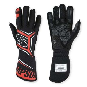 SIMPSON SAFETY #MGMR Glove Magnata Medium Black / Red SFI 3.5/5