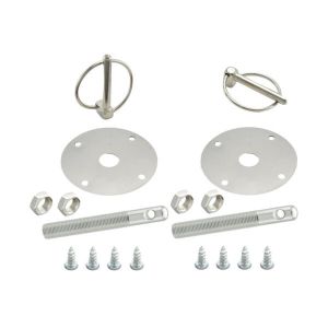 SPECIALTY PRODUCTS COMPANY #7716 Hood Pin Kit Flip-Over Clips 1/2in Dia. Silver