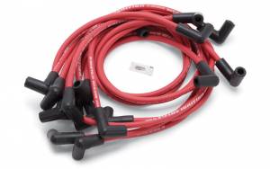 EDELBROCK #22712 Max Fire Plug Wire Set SBC w/HEI 90 Degree Red