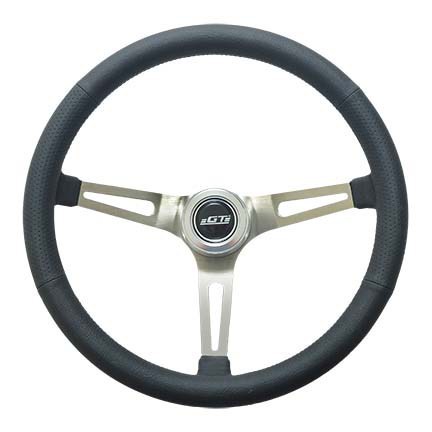 GT Performance #36-5445 Steering Wheel Retro Leather Stainless Spokes
